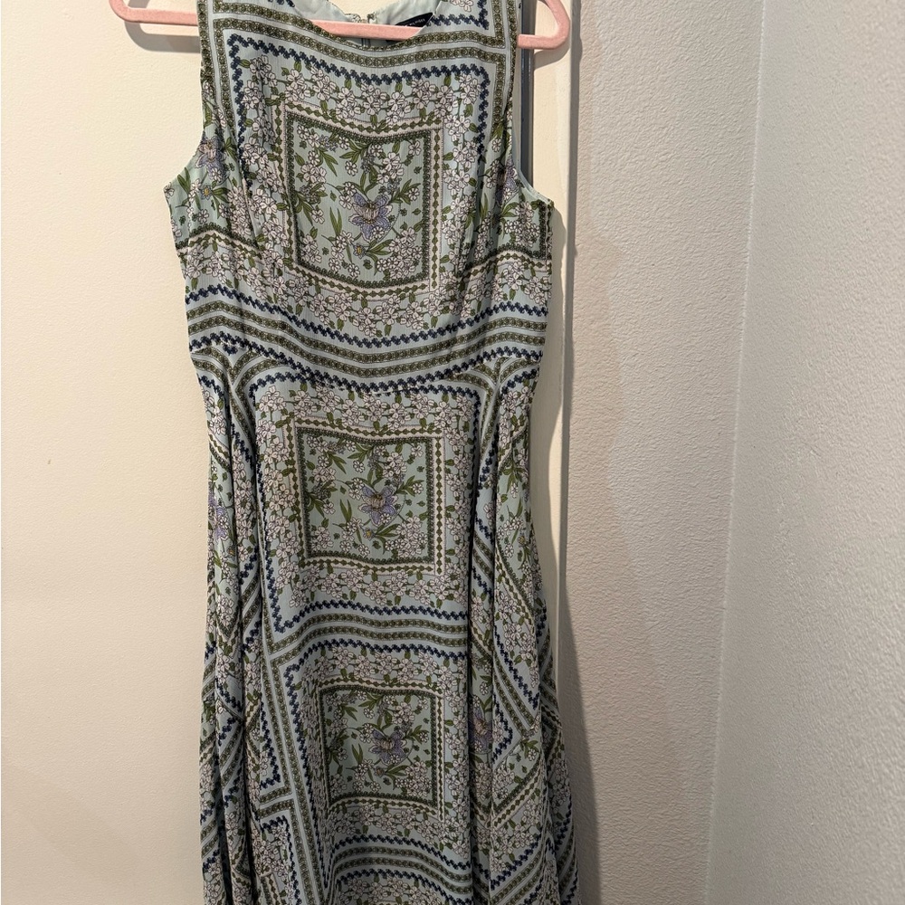 Tommy Hilfiger Green and Blue Patterned Midi Dress
